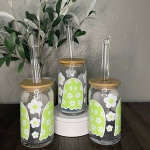 Glow in the dark ghost glass tumblers